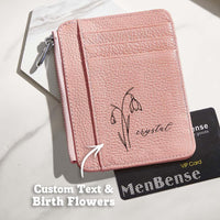 Custom Name & Birth Flower PU Leather Wallet