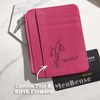 Custom Name & Birth Flower PU Leather Wallet