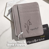 Custom Name & Birth Flower PU Leather Wallet
