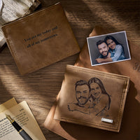 Personalized Men's Wallet with Photo and Text Embroider
