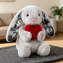 Custom Photo Red Love Heart Bunny Plush Personalized Hidden Ear Picture Bunny Gift for Couples Anniversary Gifts