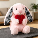 Custom Photo Red Love Heart Bunny Plush Personalized Hidden Ear Picture Bunny Gift for Couples Anniversary Gifts