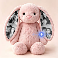 Personalized Voice Recording Bunny Plush with Hidden Photo Ears Anniversary Gift