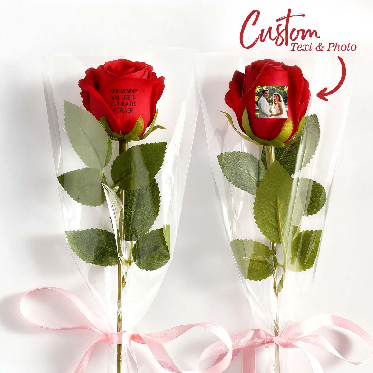 Custom Photo &amp; Text Rose (Multiple Colors Available) – Personalized Valentine's &amp; Mother's Day Gift