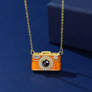 Personalized Camera Design Photo Necklace | Necklace with Projection Stones Showing a Photo Inside