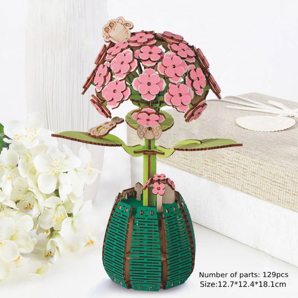 Hydrangea & Phalaenopsis 3D Wooden Puzzle – Handmade Everlasting Flower Gift