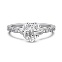 Heart &amp; Bow 925 Sterling Silver Ring – Romantic Gift with Zircon Details | Valentine's Day