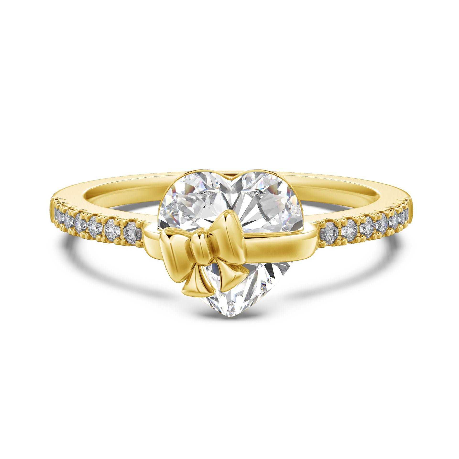 Heart &amp; Bow 925 Sterling Silver Ring – Romantic Gift with Zircon Details | Valentine's Day