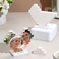 Personalized Heart-Shaped Photo Brick Puzzle – Keepsake Design with Stand