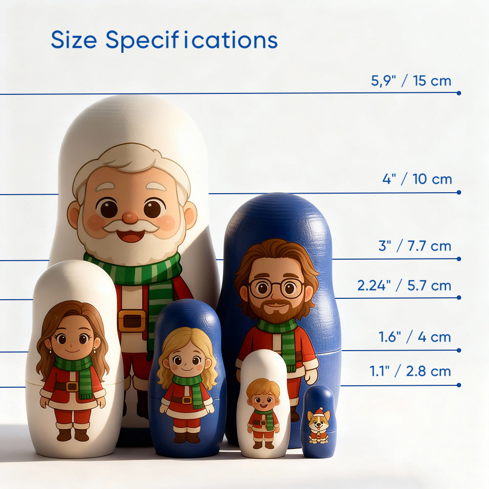 Personalized Cartoon Matryoshka Doll Set | Portrait Nesting Doll Family Gift Designed from a Photo