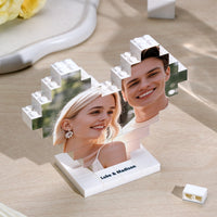 Personalized Heart-Shaped Photo Brick Puzzle – Keepsake Design with Stand
