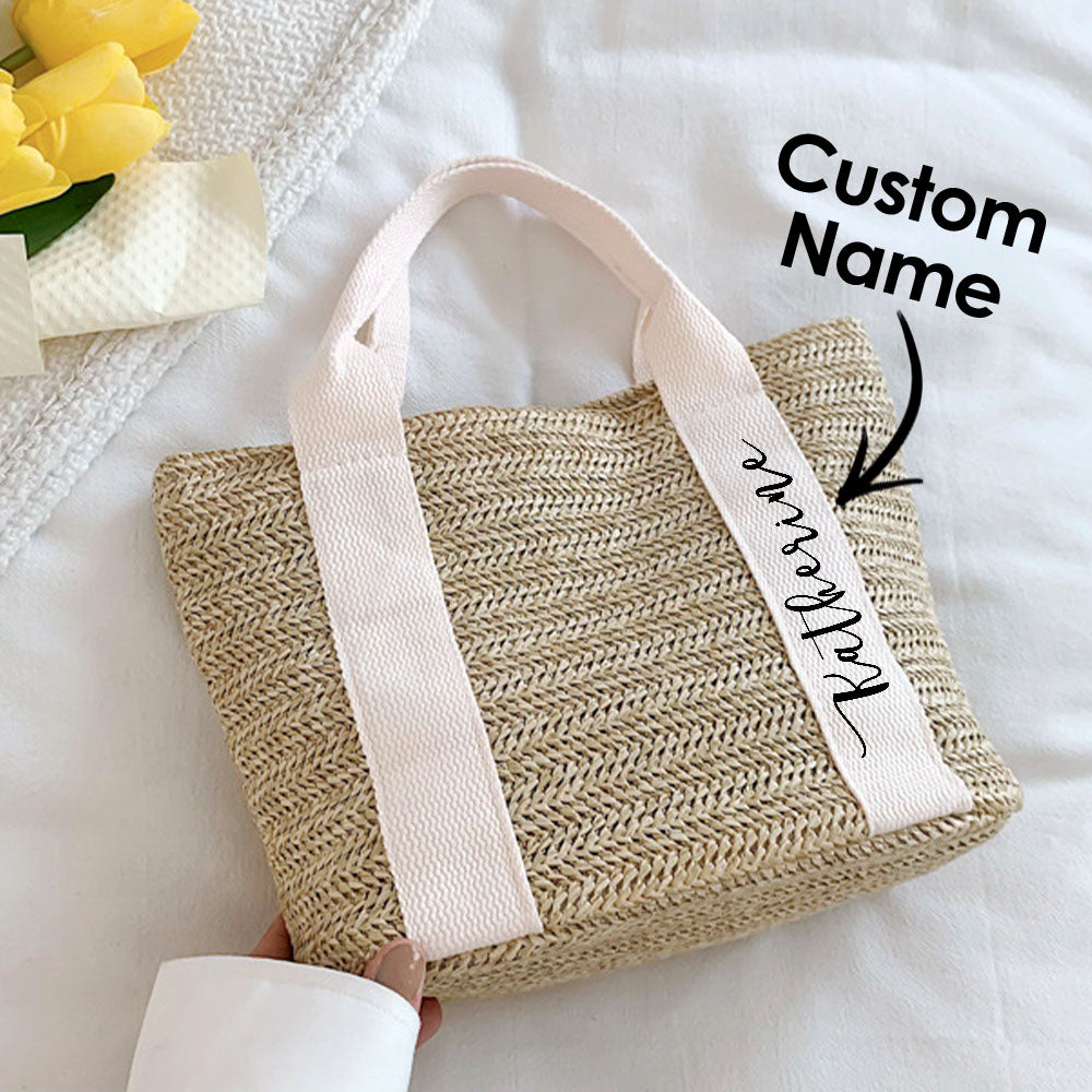 Custom Straw Beach Bag – Bridal Shower & Summer Gift