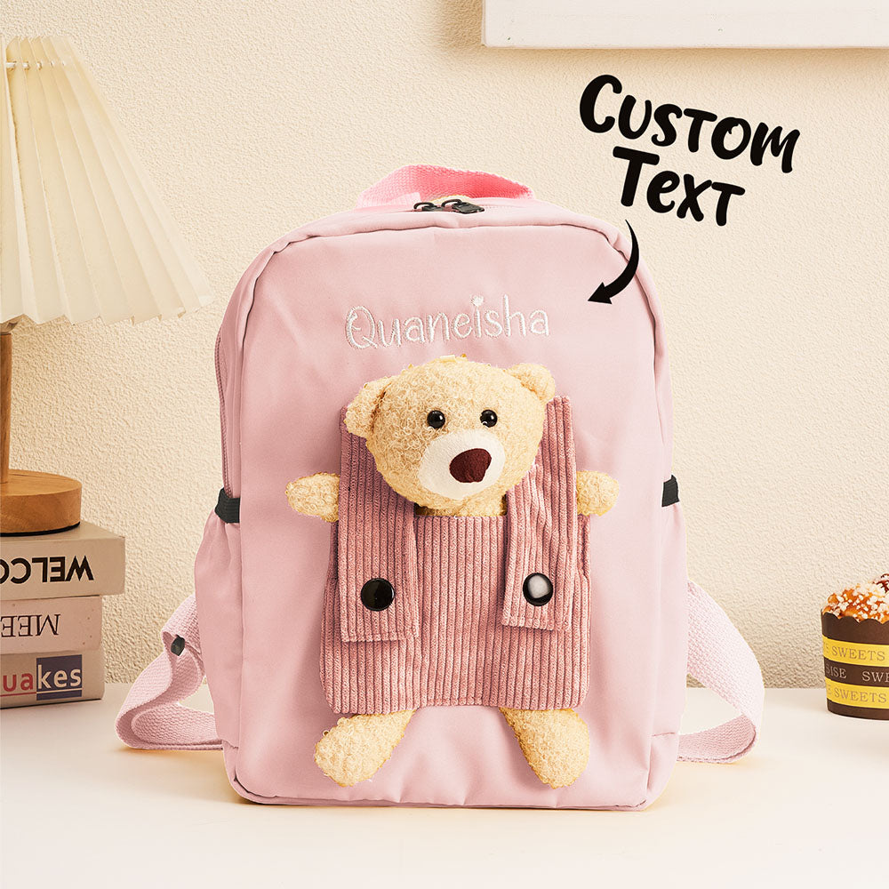 Custom Name-Embroidered Teddy Bear Backpack – For School & Everyday Use