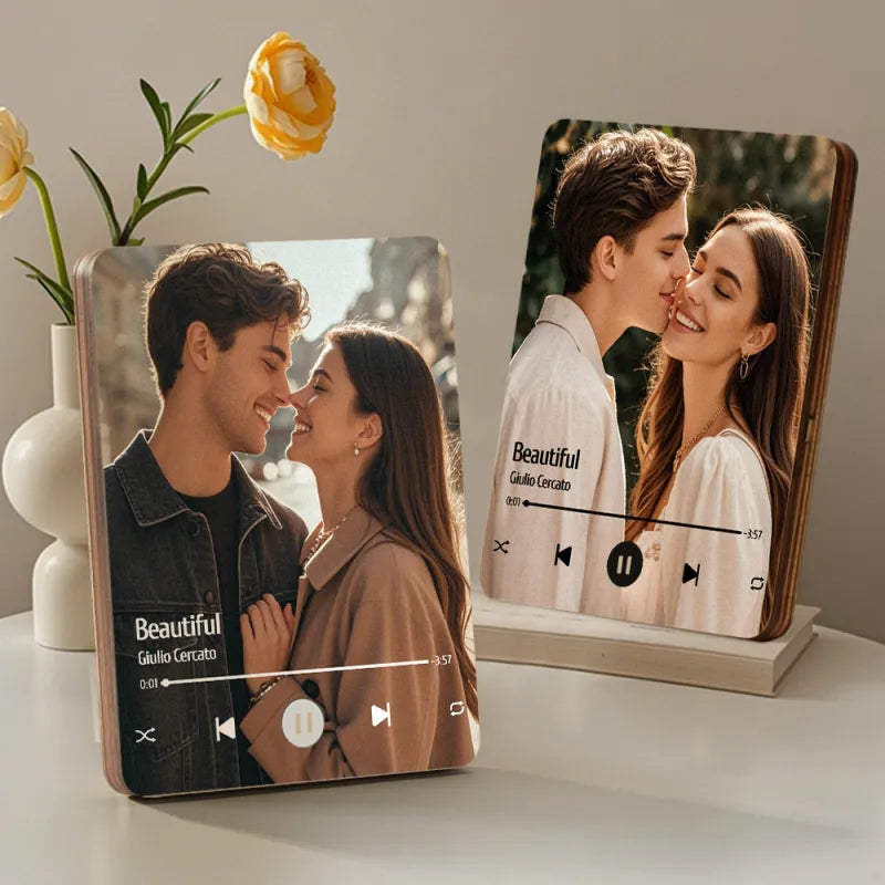 Personalized Music Playing Photo Frame | Plays Music Without a Phone Connection | Wooden Design Gift