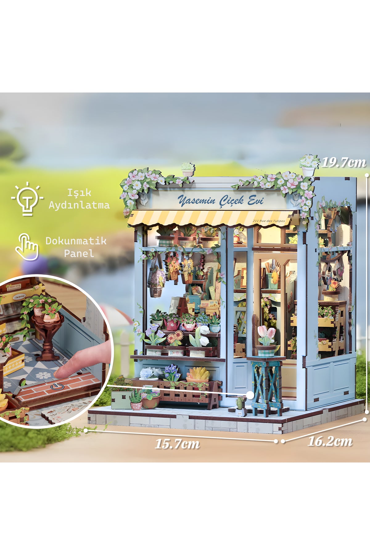 Yasemin Çiçek Evi Kendin Yap Mini Book Nook Hobi Set Kiti | Ahşap Minyatür Kitap Köşesi Maketi