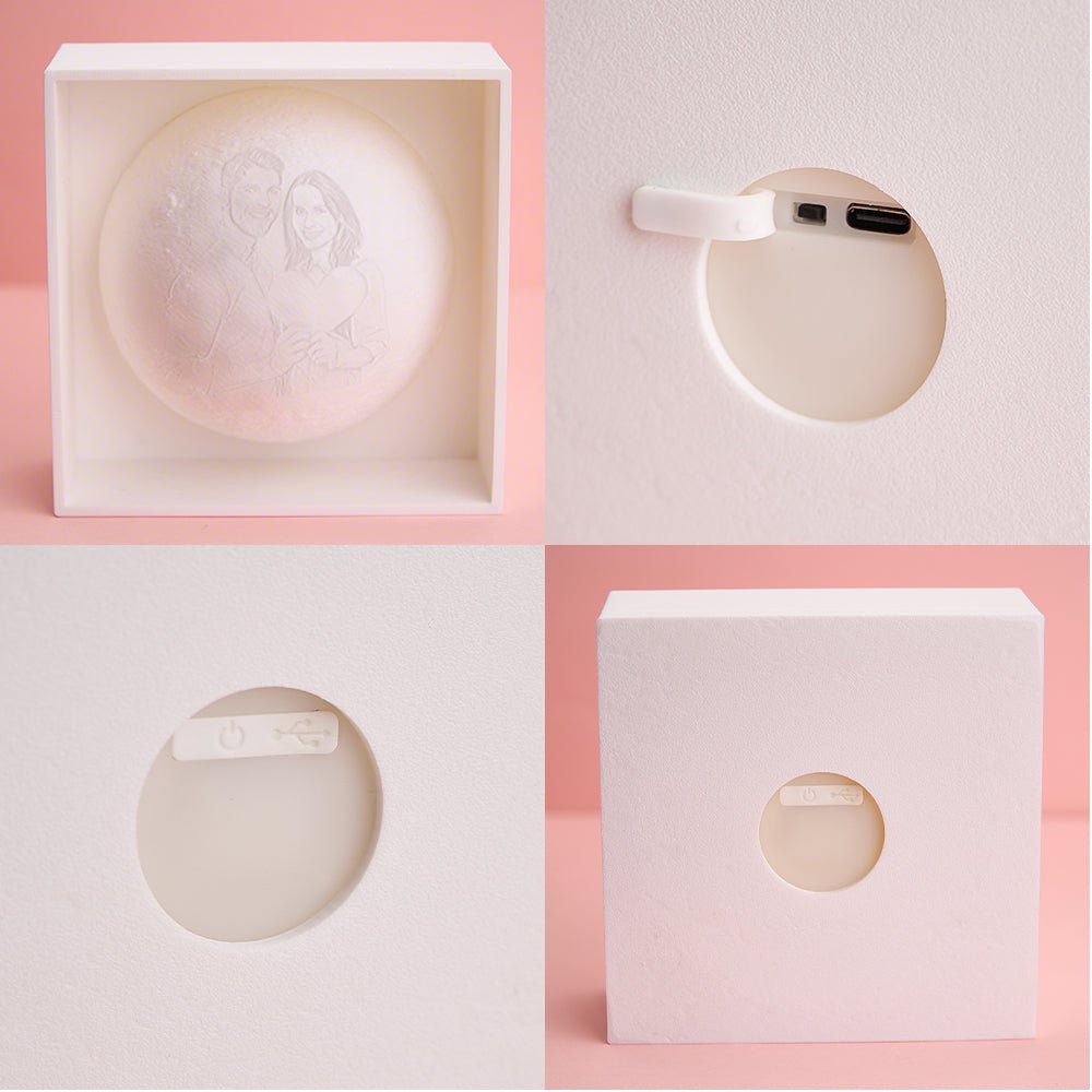 Kişiselleştirilmiş 3D Baskılı Fotoğraf Ay Lambası - Sevgiliye Özel Hediye - OnlineBazaar