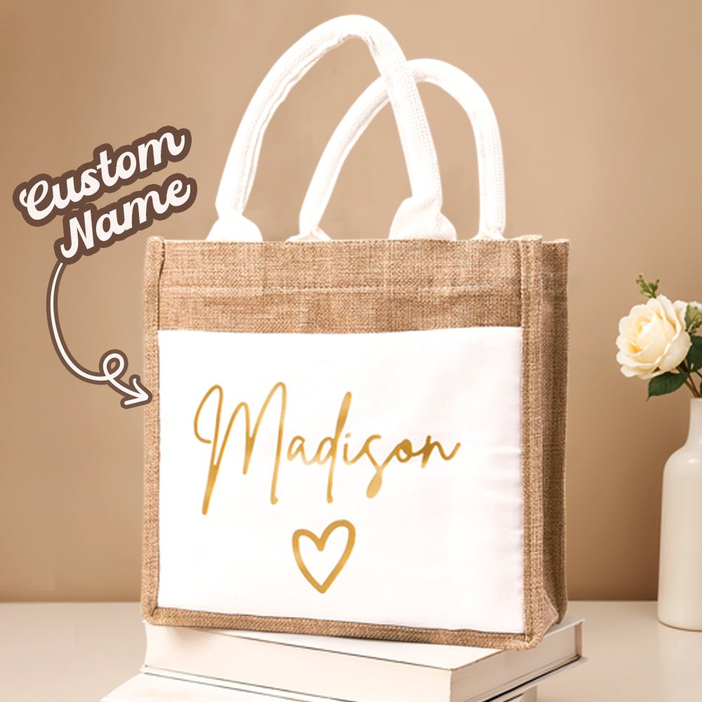 Personalized Jute Bag with Pocket – Reusable Beach & Travel Accessory - OnlineBazaar
