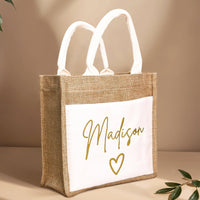 Personalized Jute Bag with Pocket – Reusable Beach & Travel Accessory - OnlineBazaar