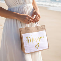 Personalized Jute Bag with Pocket – Reusable Beach & Travel Accessory - OnlineBazaar