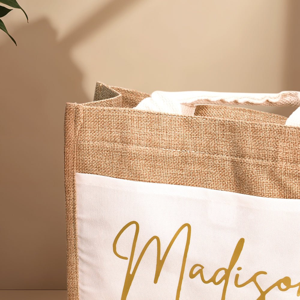 Personalized Jute Bag with Pocket – Reusable Beach & Travel Accessory - OnlineBazaar