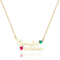 Kişiselleştirilmiş Çift İsimli Kolye - Doğum Taşlı Takı - Doğum Günü ve Yıl Dönümü Hediyesi Ona Özel - OnlineBazaar