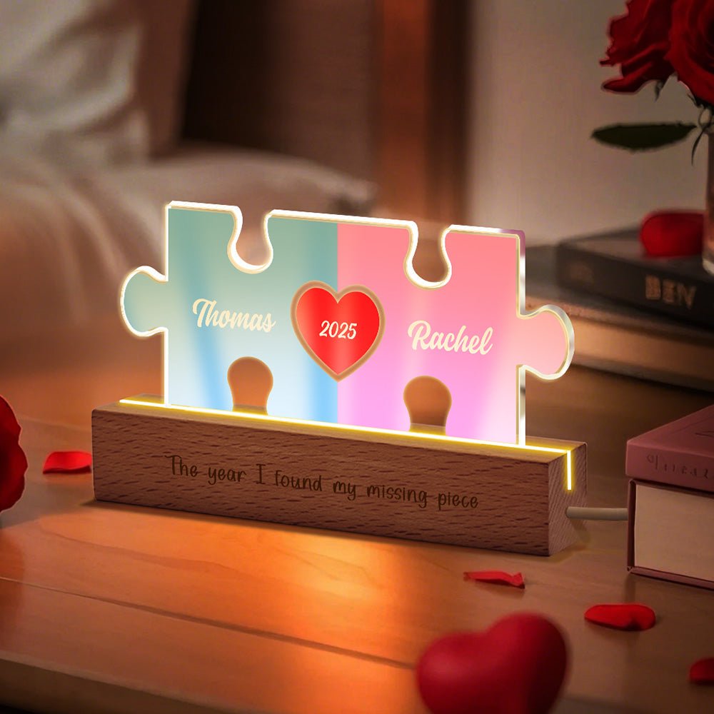 Kişiselleştirilmiş Çift İsimli Puzzle LED Gece Lambası - Sevgiliye Özel Hediyeler - OnlineBazaar