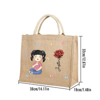 Personalized Birth Flower Illustration Jute Bag for Women & Girls - OnlineBazaar