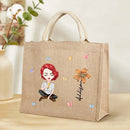 Personalized Birth Flower Illustration Jute Bag for Women & Girls - OnlineBazaar