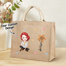 Personalized Birth Flower Illustration Jute Bag for Women & Girls - OnlineBazaar