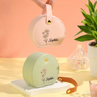 Kişiselleştirilmiş Doğum Çiçeği Takı Kutusu İsimli PU Deri Takı Kutusu - OnlineBazaar