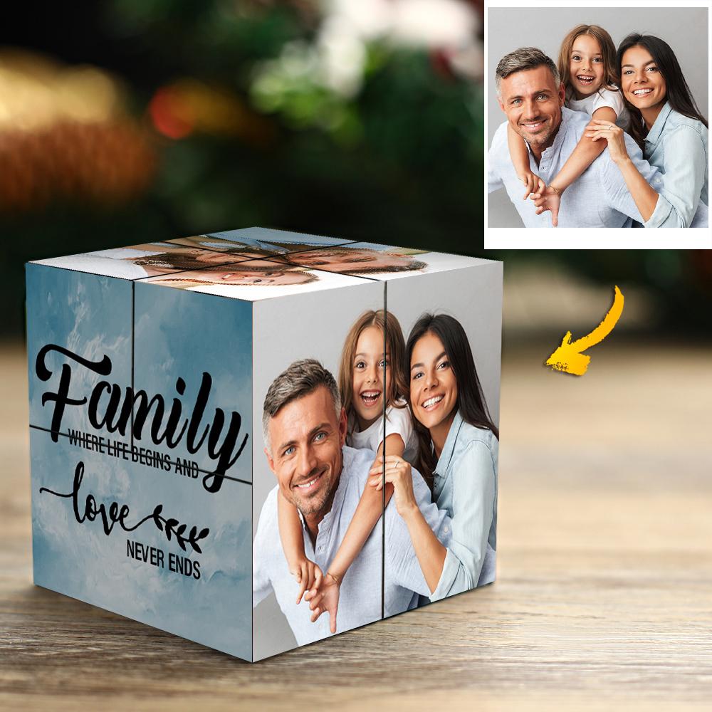 Personalized Photo Cube – Multi-Photo Frame, a Family Gift, "Together We Are Family" Magic Cube - OnlineBazaar