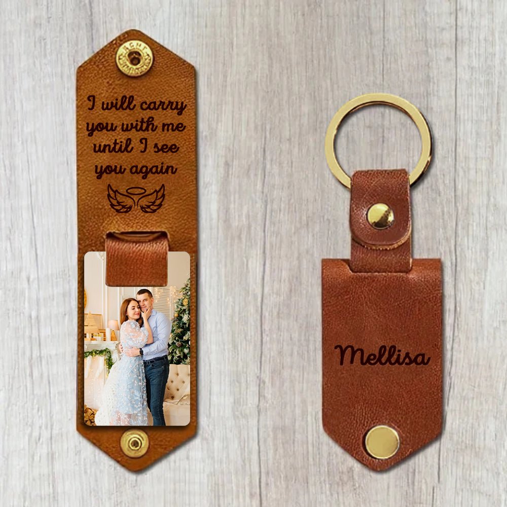 Personalized Photo PU Leather & Metal Keychain – Elegant Meaningful Gift - OnlineBazaar