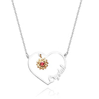 Kişiselleştirilmiş Kalp Şeklinde Ayçiçeği İsim Kolye, Doğum Taşı ile Doğum Günü ve Yıl Dönümü Hediyesi - OnlineBazaar