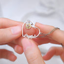 Kişiselleştirilmiş Kalp Şeklinde Ayçiçeği İsim Kolye, Doğum Taşı ile Doğum Günü ve Yıl Dönümü Hediyesi - OnlineBazaar