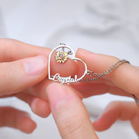 Kişiselleştirilmiş Kalp Şeklinde Ayçiçeği İsim Kolye, Doğum Taşı ile Doğum Günü ve Yıl Dönümü Hediyesi - OnlineBazaar