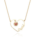 Kişiselleştirilmiş Kalp Şeklinde Ayçiçeği İsim Kolye, Doğum Taşı ile Doğum Günü ve Yıl Dönümü Hediyesi - OnlineBazaar