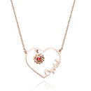 Kişiselleştirilmiş Kalp Şeklinde Ayçiçeği İsim Kolye, Doğum Taşı ile Doğum Günü ve Yıl Dönümü Hediyesi - OnlineBazaar