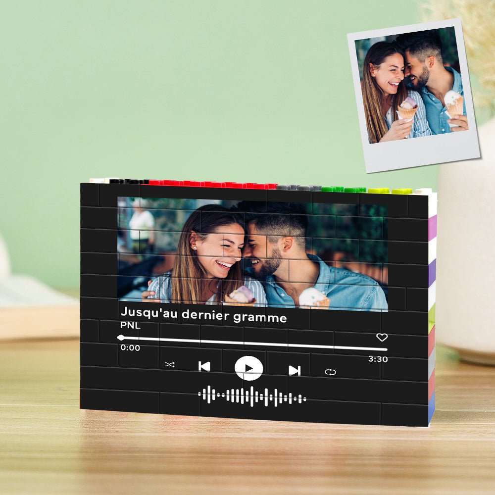 Personalized Music Code Building Block Frame – Custom Photo & Song Code Gift