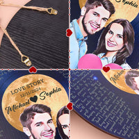 Kişiselleştirilmiş Plak Şarkı Sözleri ve Portre Yuvarlak Ahşap Tablo - Sevgiliye Özel Hediye - OnlineBazaar