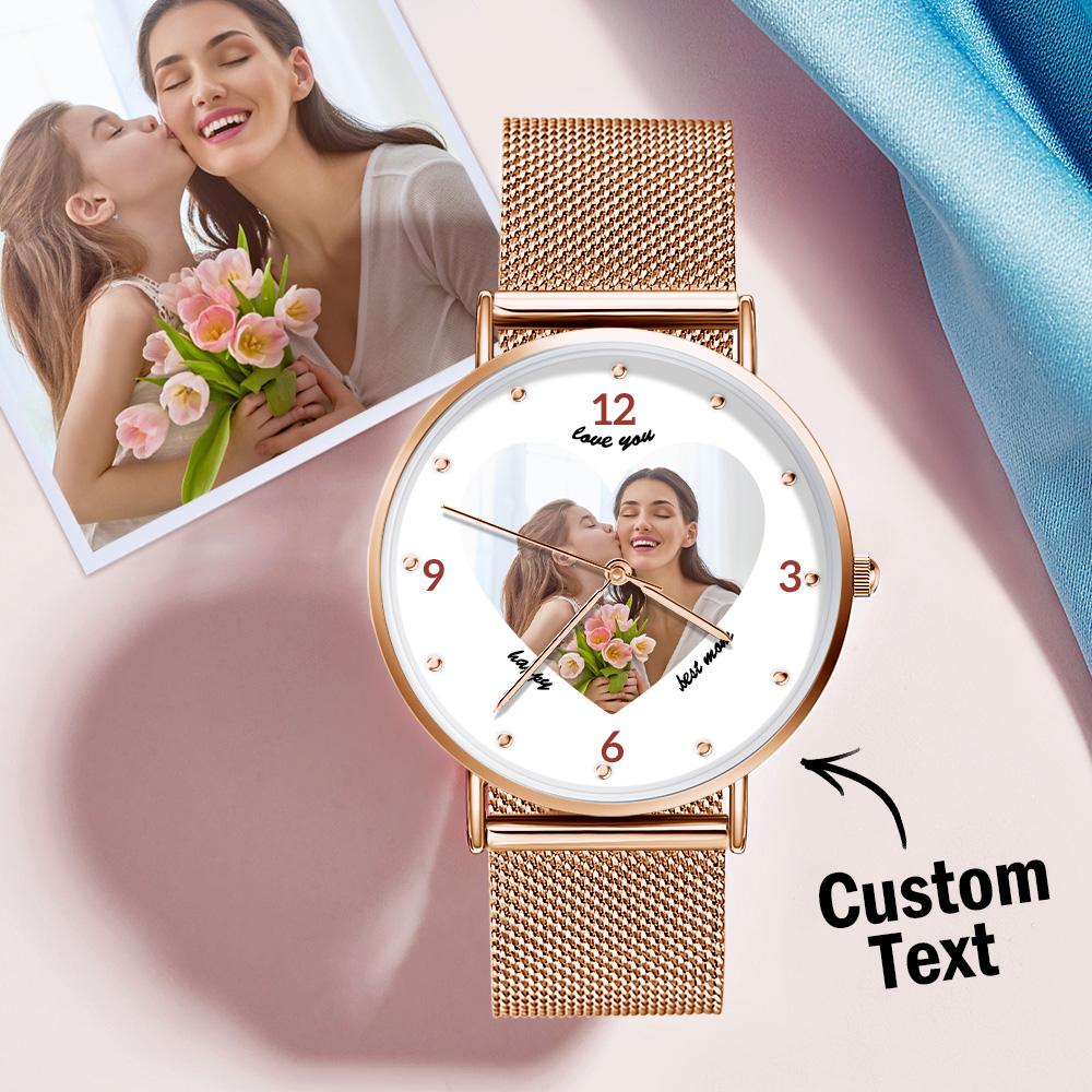 Kişiye Özel Fotoğraflı Rose Gold Bileklik Saat – 36mm Gravürlü Hediye Saat