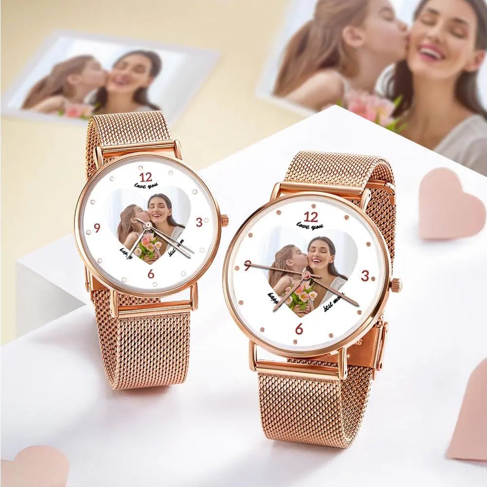 Kişiye Özel Fotoğraflı Rose Gold Bileklik Saat – 36mm Gravürlü Hediye Saat - OnlineBazaar