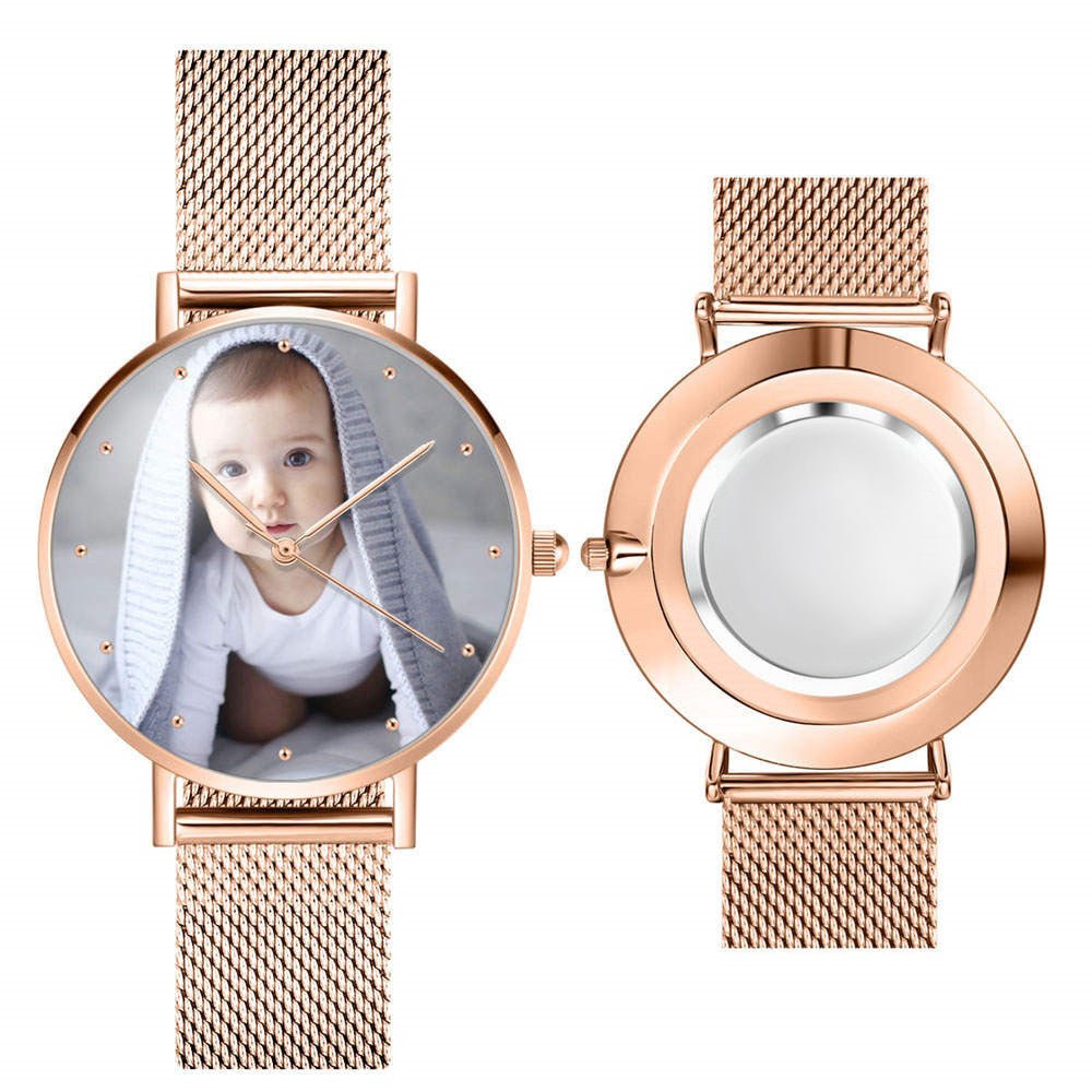 Kişiye Özel Fotoğraflı Unisex Metal Kordon Saat – 36mm / 40mm Seçenekli Gravürlü Model - OnlineBazaar