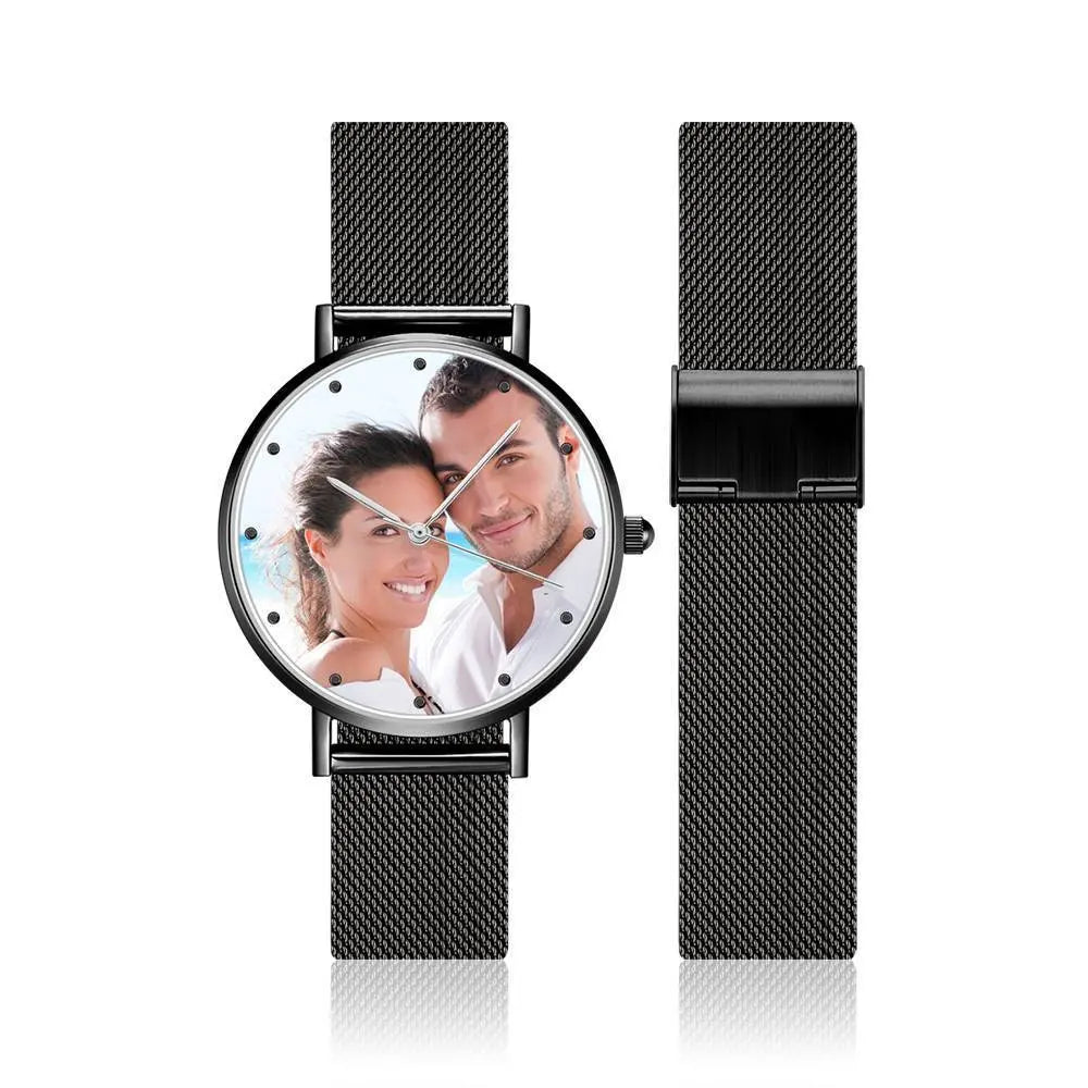 Kişiye Özel Fotoğraflı Unisex Metal Kordon Saat – 36mm / 40mm Seçenekli Gravürlü Model - OnlineBazaar