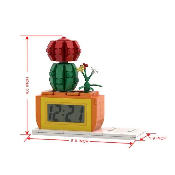 Custom Brick Figure Clock with Mini Potted Plant – Personalized Desk Clock - OnlineBazaar