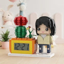 Custom Brick Figure Clock with Mini Potted Plant – Personalized Desk Clock - OnlineBazaar