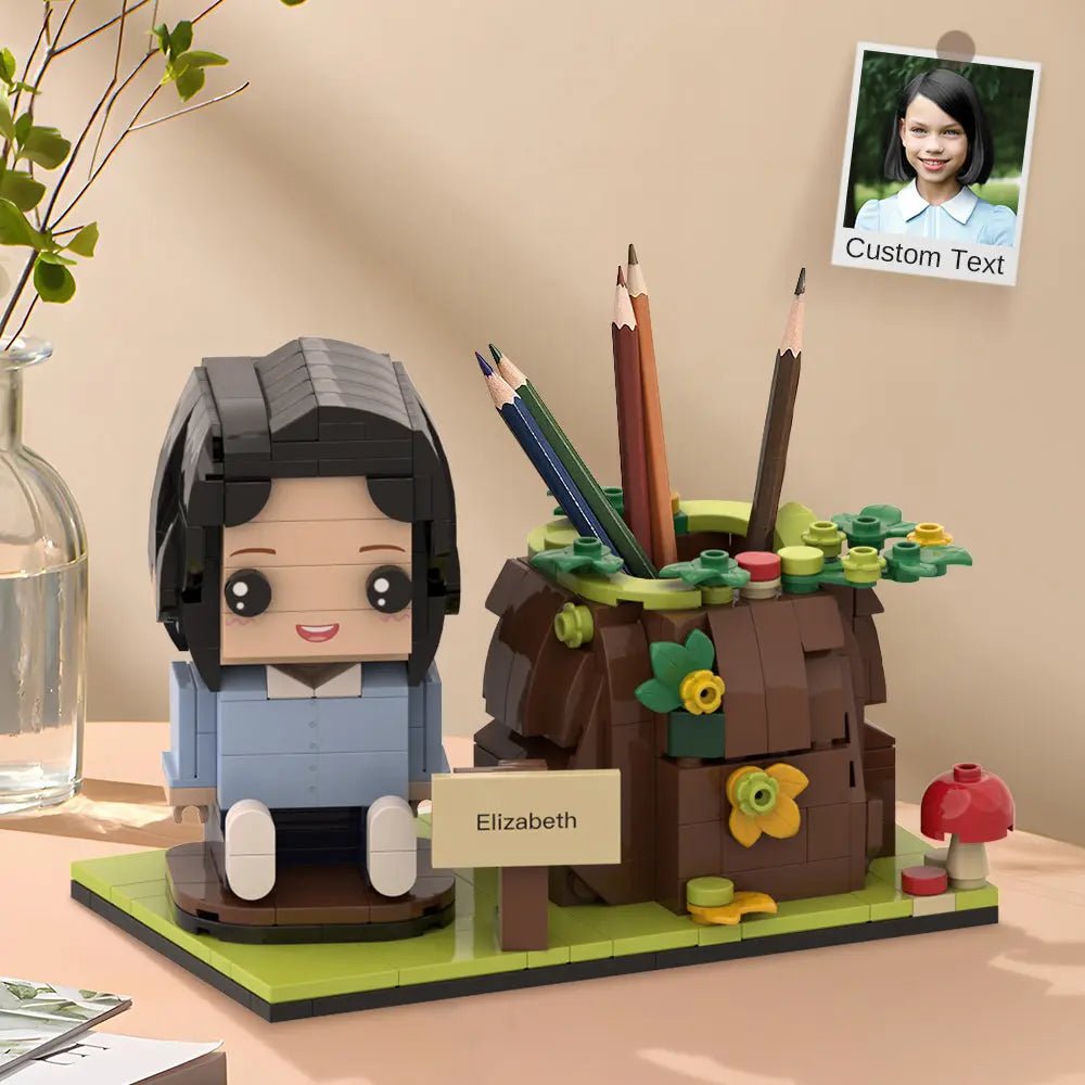 Custom Brick Figure Pen Holder – Log-Themed Desktop Organizer - OnlineBazaar