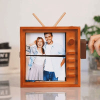 Vintage TV Tasarımlı El Çevirme Animasyonlu Fotoğraf Albümü (Işıklı Model)